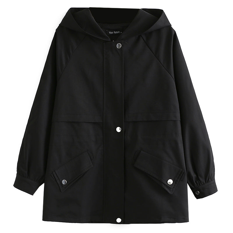 Plus Size Hooded Windbreaker Jacket