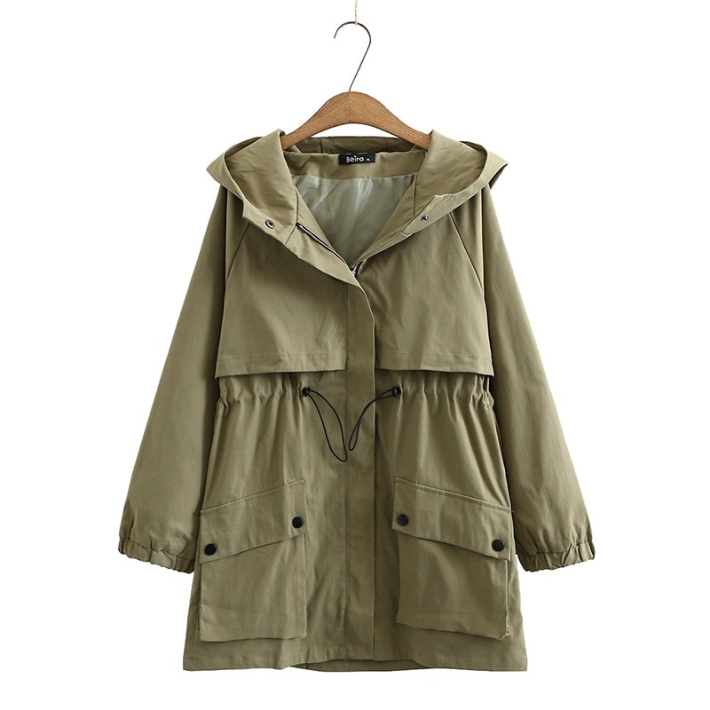 Plus Size Tunic Windbreaker Jacket