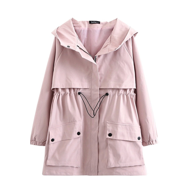 Plus Size Tunic Windbreaker Jacket