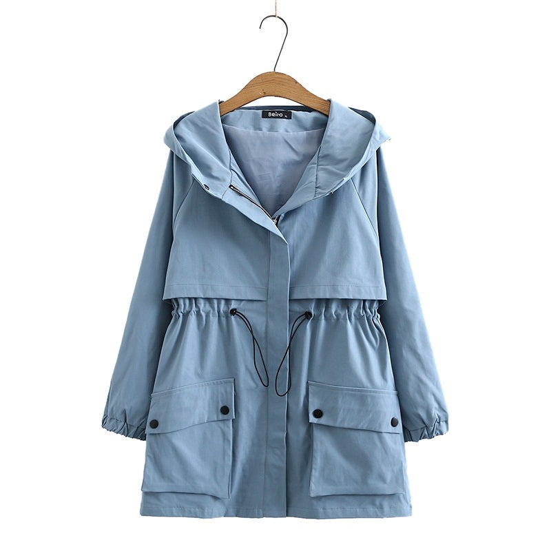 Plus Size Tunic Windbreaker Jacket