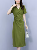 Plus Size Wrap Shirt Midi Dress