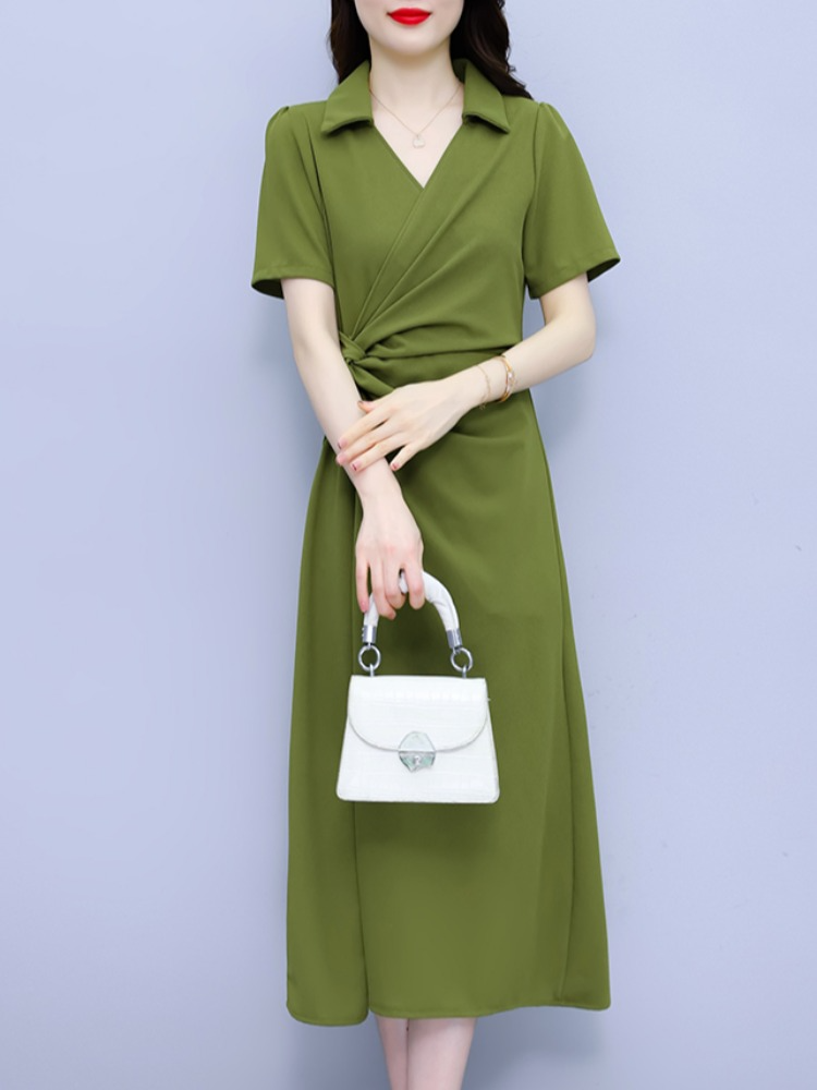 Plus Size Wrap Shirt Midi Dress