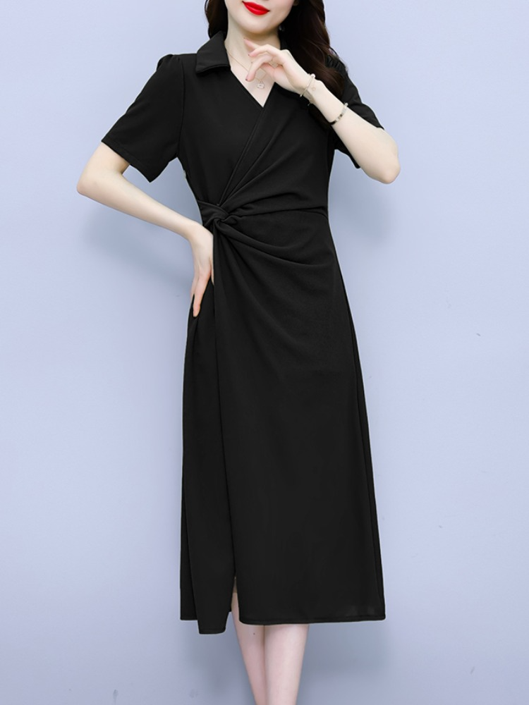 Plus Size Wrap Shirt Midi Dress
