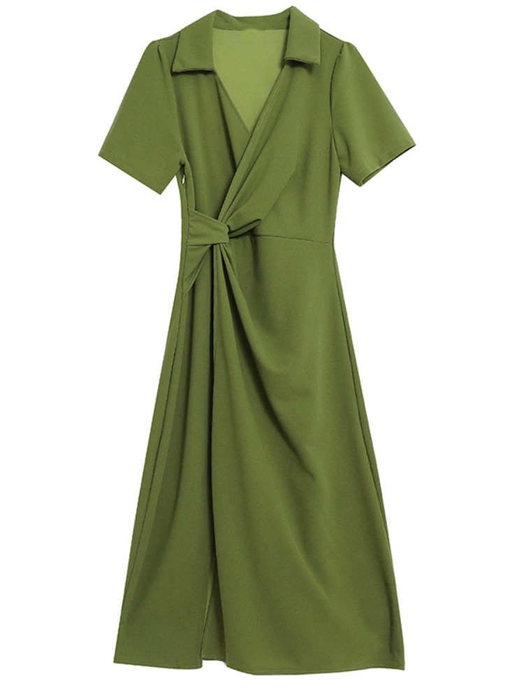 Plus Size Wrap Shirt Midi Dress
