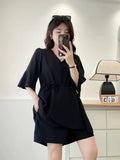 Plus Size Chiffon Top And Shorts Set