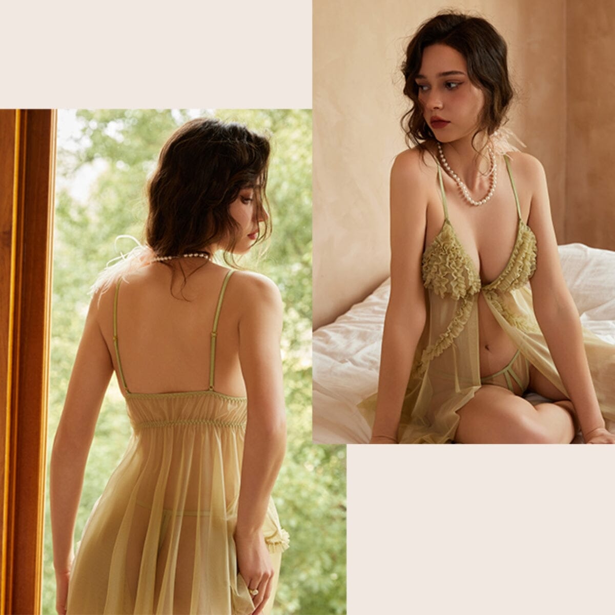 Portia mesh flyaway babydoll set