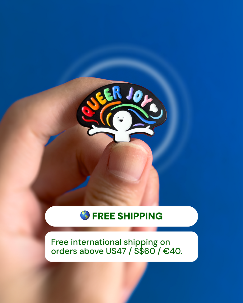 Queer joy — enamel pin