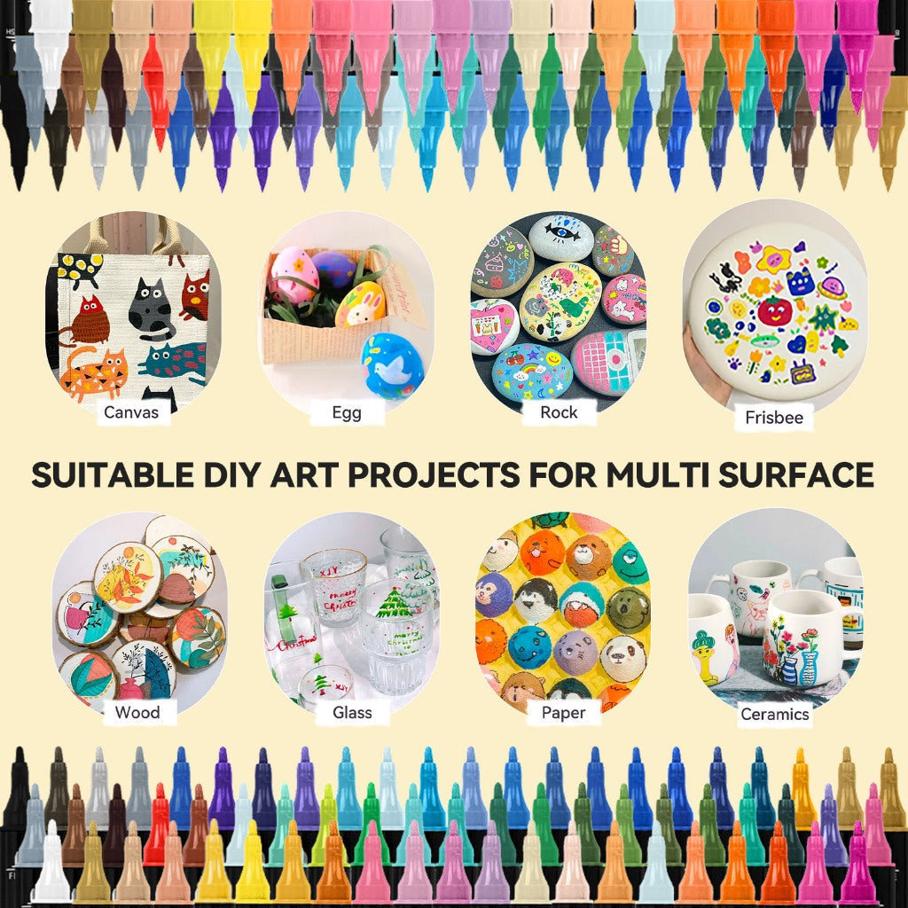 Arrtx 64 Dual Tip Acrylic Markers (Brush & Fine Tips)