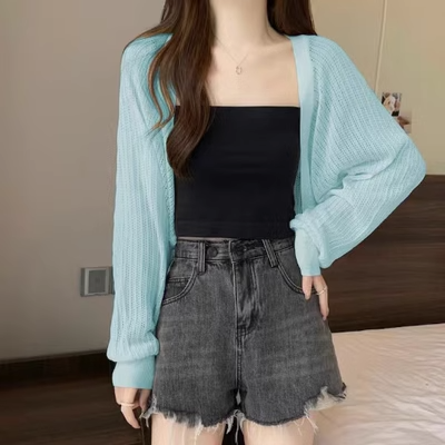 (Special Price!) Plus Size Knit Crop Cardigan