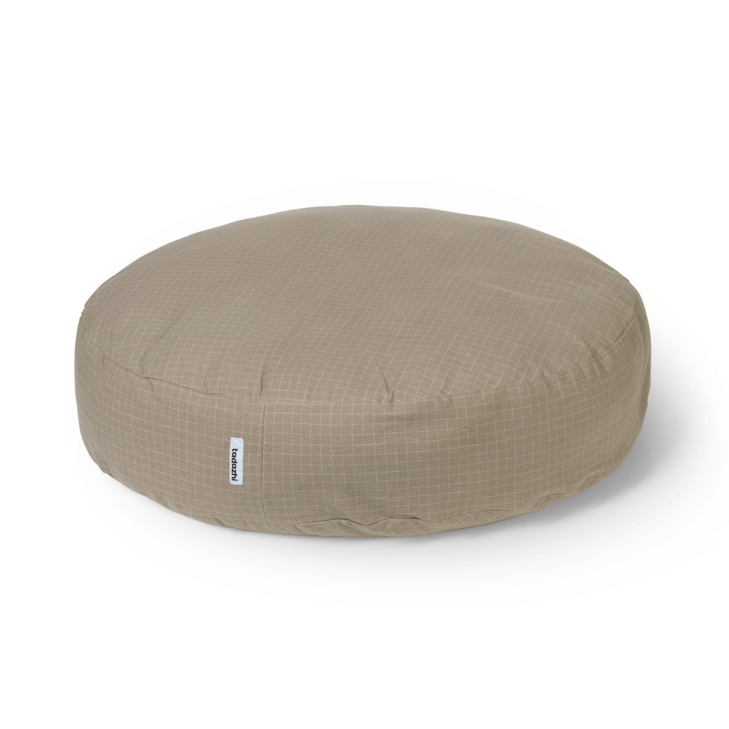 Tadazhi Round Dog Bed, Checkered Dark Sand