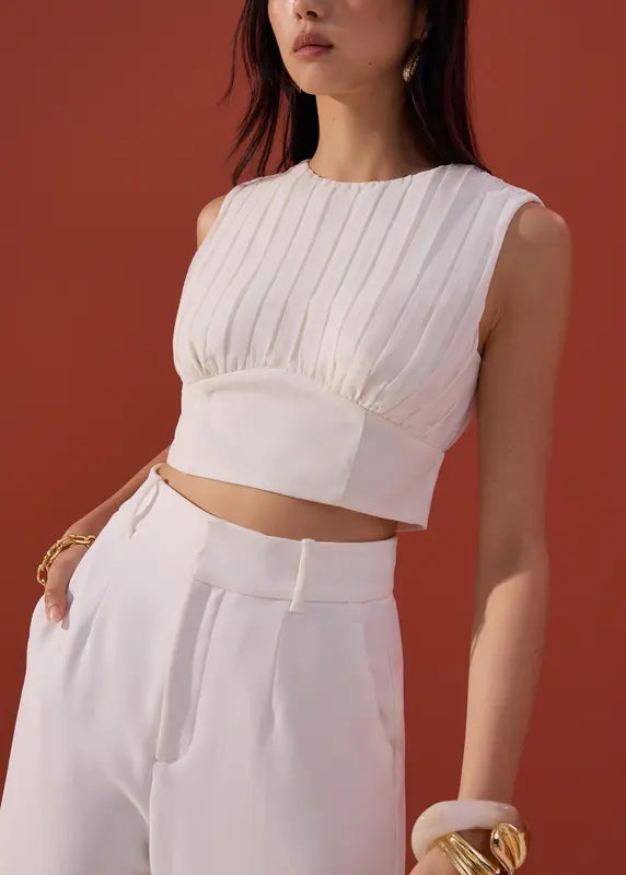 Tie Back Round Neck Crop Top