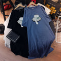 (Ready Stock Black 3XL - 1 Pc) Plus Size Hat Cotton T Shirt Midi Dress